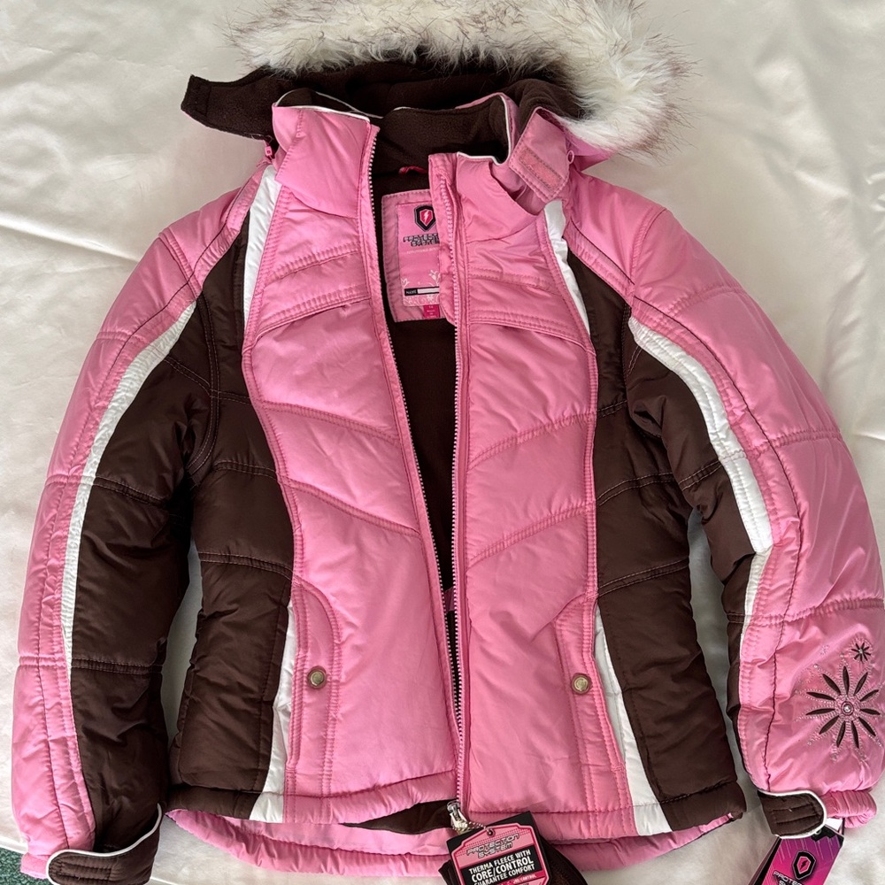 Cozy Pink and Brown Kids Puffer Jacket